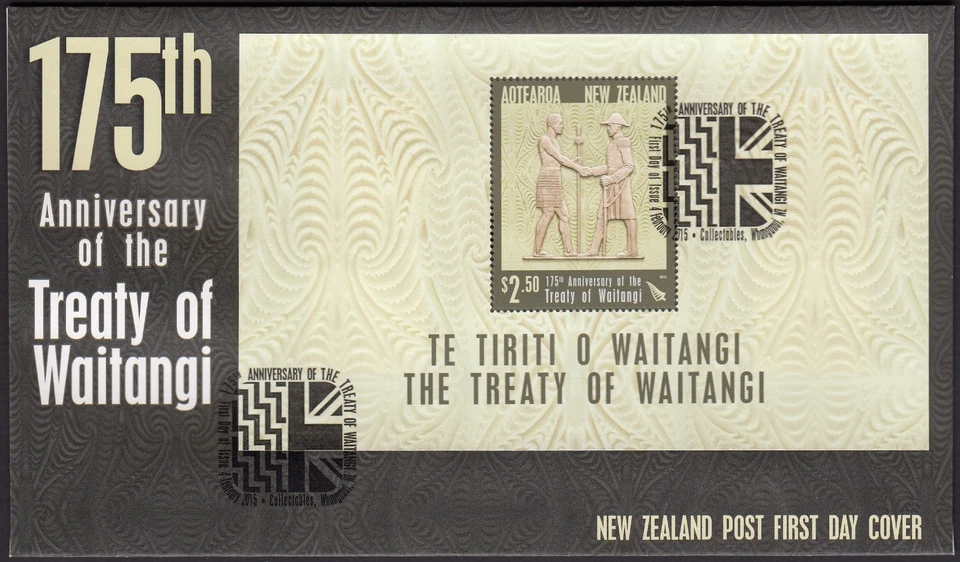 NEW ZEALAND 2015 Treaty of Waitangi 175 Years, Miniature Sheet on FDC - Image 1 of 1