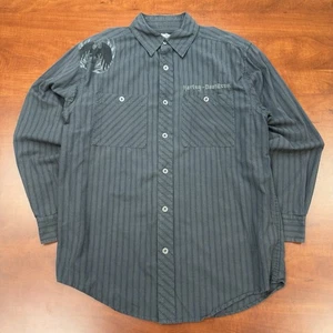 Original Harley Davidson Hemd Herren Gr. M grau Knopfleiste bestickt Rückenprint - Bild 1 von 24