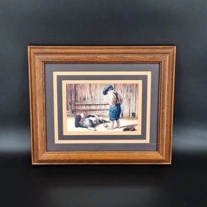 Vtg The Thief Framed Matted Print Boy & Dog Jim Daly - Picture 1 of 10