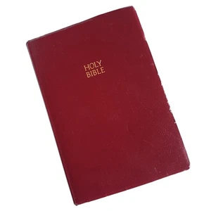 Thomas Nelson NKJV Estampado Gigante Santa Biblia Rojo Cuero Cubierta Centro-Columna Árbitro - Imagen 1 de 7