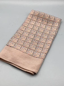Vintage Beige Silk square and spots pattern pocket square handkerchief 48 cms - Picture 1 of 9