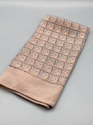 Vintage Beige Silk square and spots pattern pocket square handkerchief 48 cms - Image 1 of 4