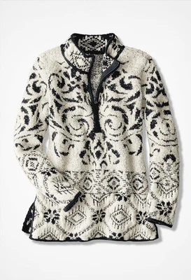 Coldwater Creek Alpine Lodge Pullover Sweater color Black Ivory - Image 1 of 4