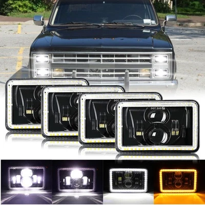 For Chevrolet C30 C20 C10 4x6" LED Headlights Hi/Lo Beam Turn Signal DRL 4PCS - Image 1 of 4