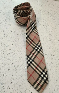 Burberrys Vintage beige Nova Check karierte Wollkrawatte für Herren 56 Zoll - Bild 1 von 5