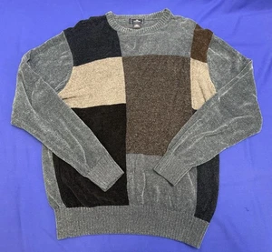 Dockers Men’s Chenille Colorblock Sweater Gray Brown Tan Black Size M - Picture 1 of 6