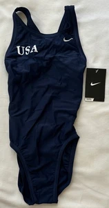 Nike Girl's Core Solids Fast Back 1 Piece Swimwear - Size 26/Girls 10 - New!! - Picture 1 of 8