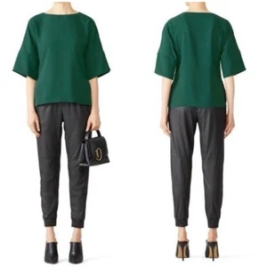 AMANDA UPRICHARD Finch Top U-Boot-Ausschnitt Drop Shoulder Bluse grün Damen Gr. Small - Bild 1 von 7