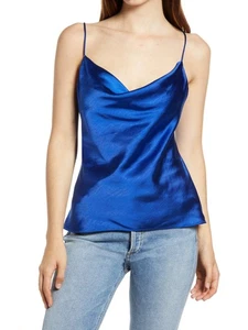 ENDLESS ROSE Womens Blue Spaghetti Strap Cowl Camisole Top L - Picture 1 of 3