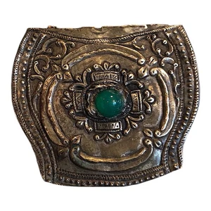 Antique Sterling Silver Cabochon Jade Hinged Trinket Box 3.25” - Picture 1 of 7