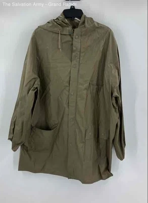 Weather Rite Womens Green Hooded Pockets Long Sleeve Waterproof Raincoat 2XL - Image 1 of 4