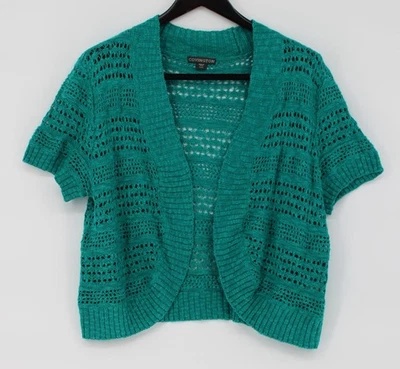 Cárdigan Covington Suéter Mujer XL Verde Tejido Abierto Manga Corta Encogerse de hombros Foto 1 de 4