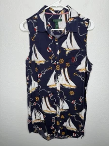 Ralph Lauren Damen Hemdblusenkleid Größe L Ärmellos Anker Maritim Yacht - Bild 1 von 8