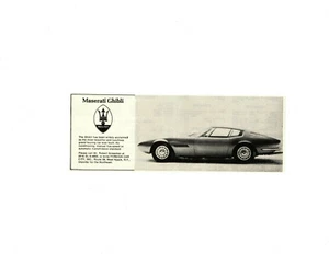 1968 MASERATI GHIBLI ~ ORIGINAL SMALLER FOREIGN CAR CITY AD - Picture 1 of 1
