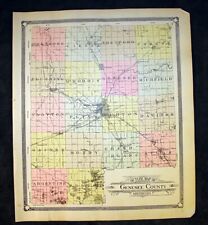 1907 Antique Map Genesee County Michigan Original