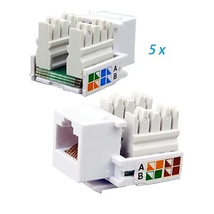 5x RJ45 Keystone Jack Wall End Plug Cat 5e Ethernet LAN Network Module Adapter - Picture 1 of 2