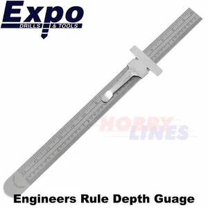 Engineers 6" Rule & Depth Guage Pocket Clip Stainless Steel Expo Tools 74009 - Picture 1 of 2