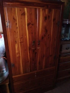 LARGE Rustic Antique Solid Red Cedar Wardrobe Closet, - Picture 1 of 11