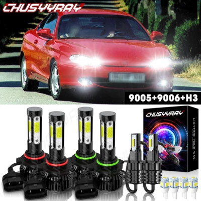 适用于现代 tiburon 1997 1998 1999 年 6x 组合 LED 高低车头灯雾灯灯泡 — 第 1/4 张图片