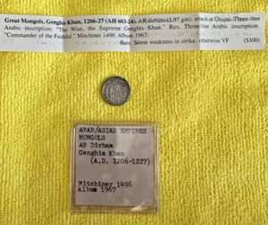 Arab / Asian Empires Mongols: AR Dirham Genghis Khan A.D. 1206-1227 - Picture 1 of 4