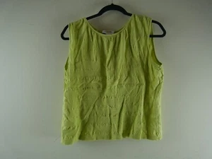 TALBOTS Women's M Yellow-Green Sleeveless Seersucker Stretch Blouse Tank Top EUC - Picture 1 of 4