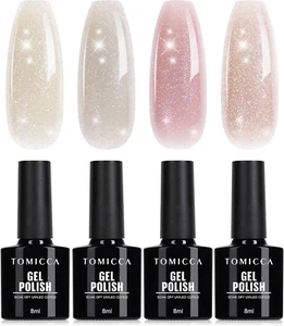 Set di 4 colori di Smalto Semipermanente per Unghie Rosa e Bianco, smalto gel pe - Foto 1 di 8