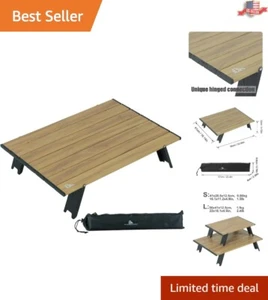 Sturdy Strong Ultralight Compact Aluminum Table - Wood Grain Top - Carry Bag - Picture 1 of 10