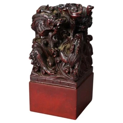 Antique Chinese Carved Hardwood Figural Group with Dragons, circa 1920 — 第 1/4 张图片