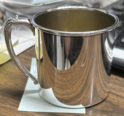 Taza de bebé grabada plateada vintage placa Tudor Oneida Community Foto 1 de 4