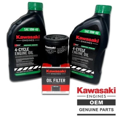 Kawasaki Oil Change Kit - 49065-0724 Oil Filter with (2) 99969-6296 10W40 Quarts