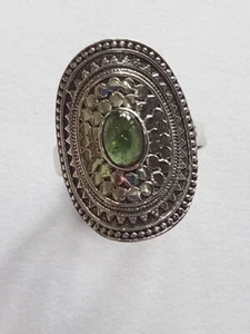 Solid 925 Sterling Silver Natural Peridot Ring Oval Cut Gem Stone Ring - Picture 1 of 5