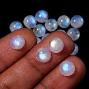 6 MM Natural Rainbow Moonstone Round Shape Cabochon Loose Gemstone Lot - Picture 1 of 4