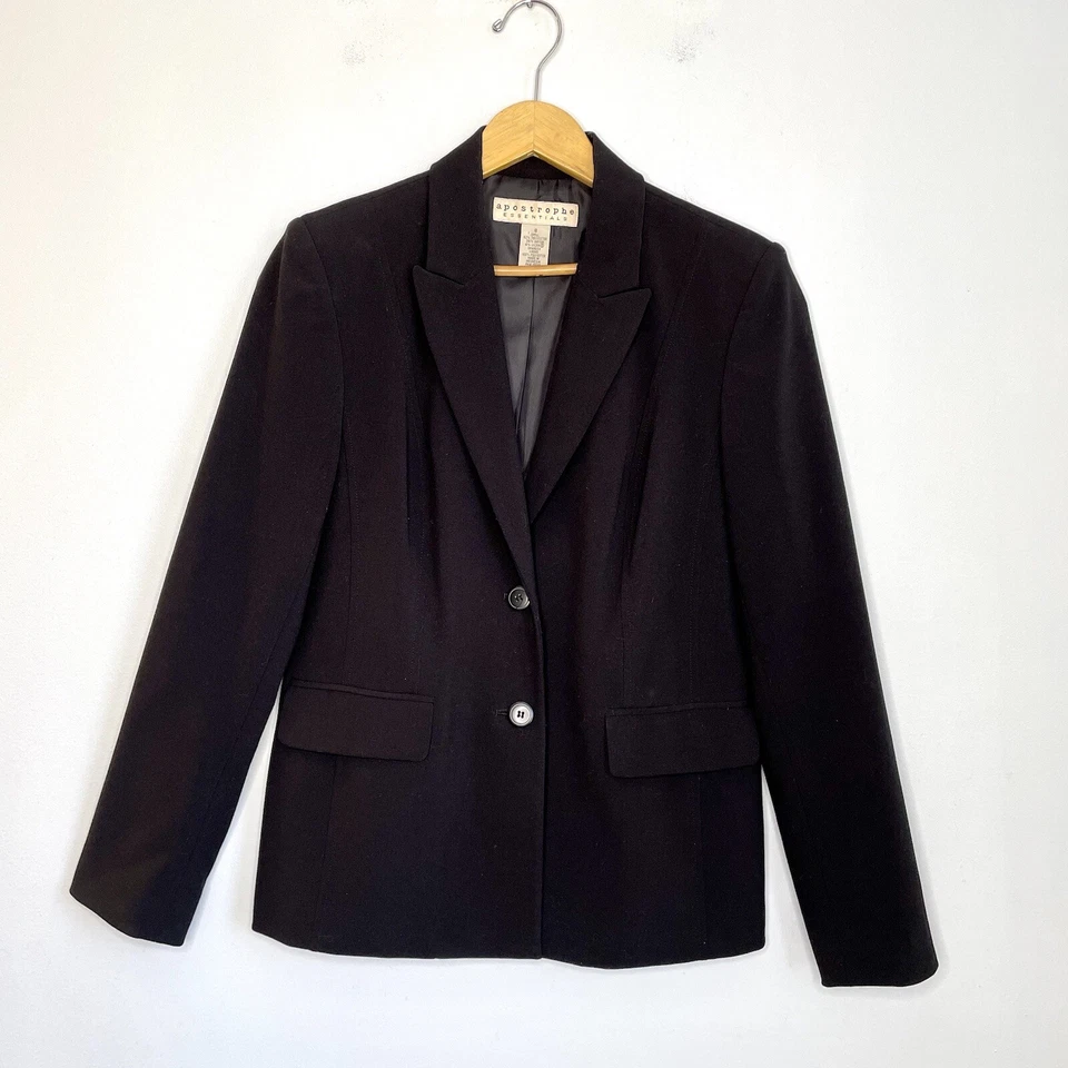 Blazer feminino Apostrophe Essentials Y2K tamanho 8 preto dois botões - Imagem 1 de 4