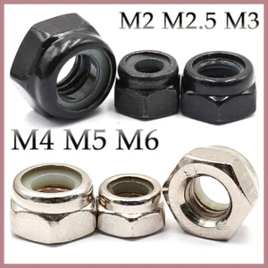 Sicherungsmutter Selbstsichernde Stopmuttern Sechskantmutter M2 M2.5 M3 M4 M5 M6 - Bild 1 von 18