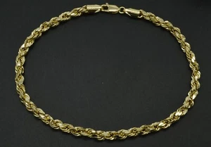 Real 10K Yellow Gold rope Link Ankle Bracelet 4.3mm 9''  10'' - Picture 1 of 5