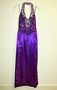 Vestido de noche formal vintage LILLIE RUBIN púrpura lentejuelas halter concurso 4 - Imagen 1 de 12