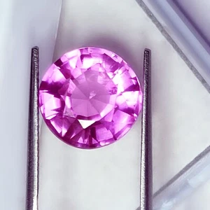 7.77 Ct Natural Pink Sapphire Certified Loose Gemstone Round Shape Sapphire Gems - Picture 1 of 8