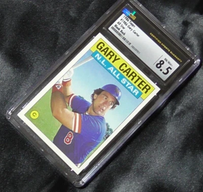 Topps Gary Carter 1986 doble error espalda en blanco Mets #708 CSG 8,5 Foto 1 de 4