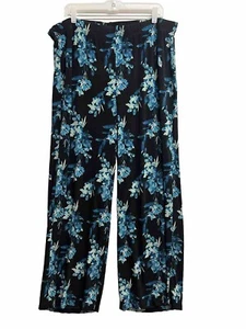 Chicos Reg sz 3 Slinky Womens Blue Multi Stretch Elastic Waist Pull On Pants EUC - Picture 1 of 7