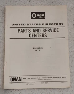MANUAL DE PIEZAS ONAN Y CENTROS DE SERVICIO - IMPRESIÓN 1975 - Imagen 1 de 3