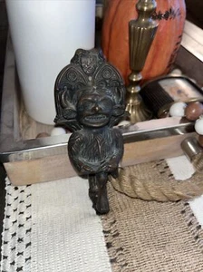 Antique England 1890's Rare Large Lincoln Bronze Gargoyle Devil Door Knocker 6 " - Picture 1 of 7