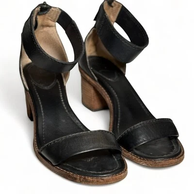 Frye Black Leather Brielle Chic Ankle Strap Block Heeled Sandals Women’s Sz 10 - Image 1 of 4