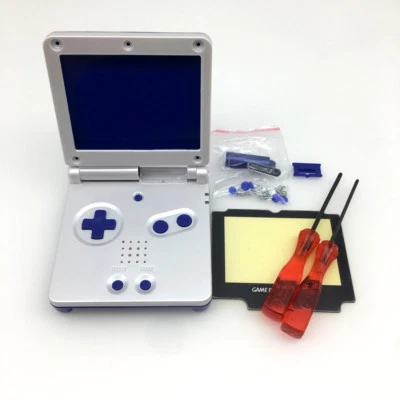 Blue+White Full Housing Shell Replacement Case Cover Kit for Game Boy Advance SP - Image 1 of 4