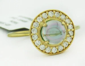 LAB MYSTIC TOPAZ & WHITE SAPPHIRES RING .925 STERLING SILVER *** New With Tag ** - Picture 1 of 4