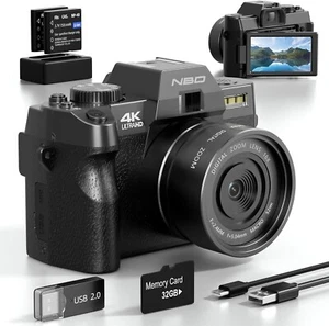 Digital Camera 4K 48MP 16X Video Camera With 2 Batteries 32GB TF for Vlogging - Picture 1 of 8