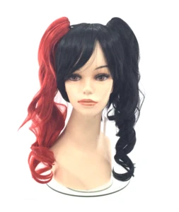 FUNTASY WIGS Harley Quinn Deluxe Cosplay/Anime Theatrical Costume Wig Red/Black - Picture 1 of 4