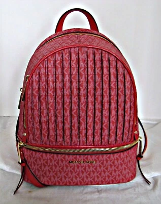 Michael Kors - Rhea Zip Medium Backpack - Crimson - Image 1 of 4