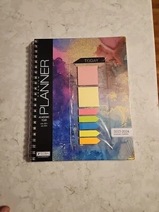 Hardcover Academic Year June 2023 - July 2024 Fashion Planner Rainbow Marble - Picture 1 of 5