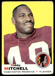 1969 Topps 114 Bobby Mitchell Washington Redskins Football Card POOR