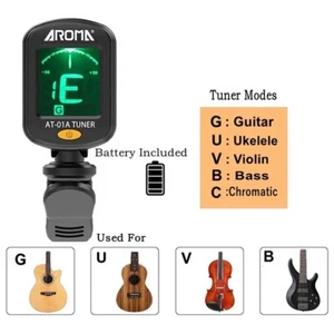 Clip-On LCD Digital Tuner for Guitar Bass Violin Ukulele Chromatic AT-01A - Picture 1 of 11